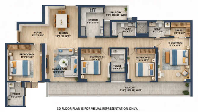 Godrej Majesty Sector 12 Greater Noida - Floor plan 4 BHK  Sq.ft