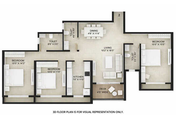 Satyam Le 36 Kharghar - Floor plan 3 BHK 1026 Sq.ft