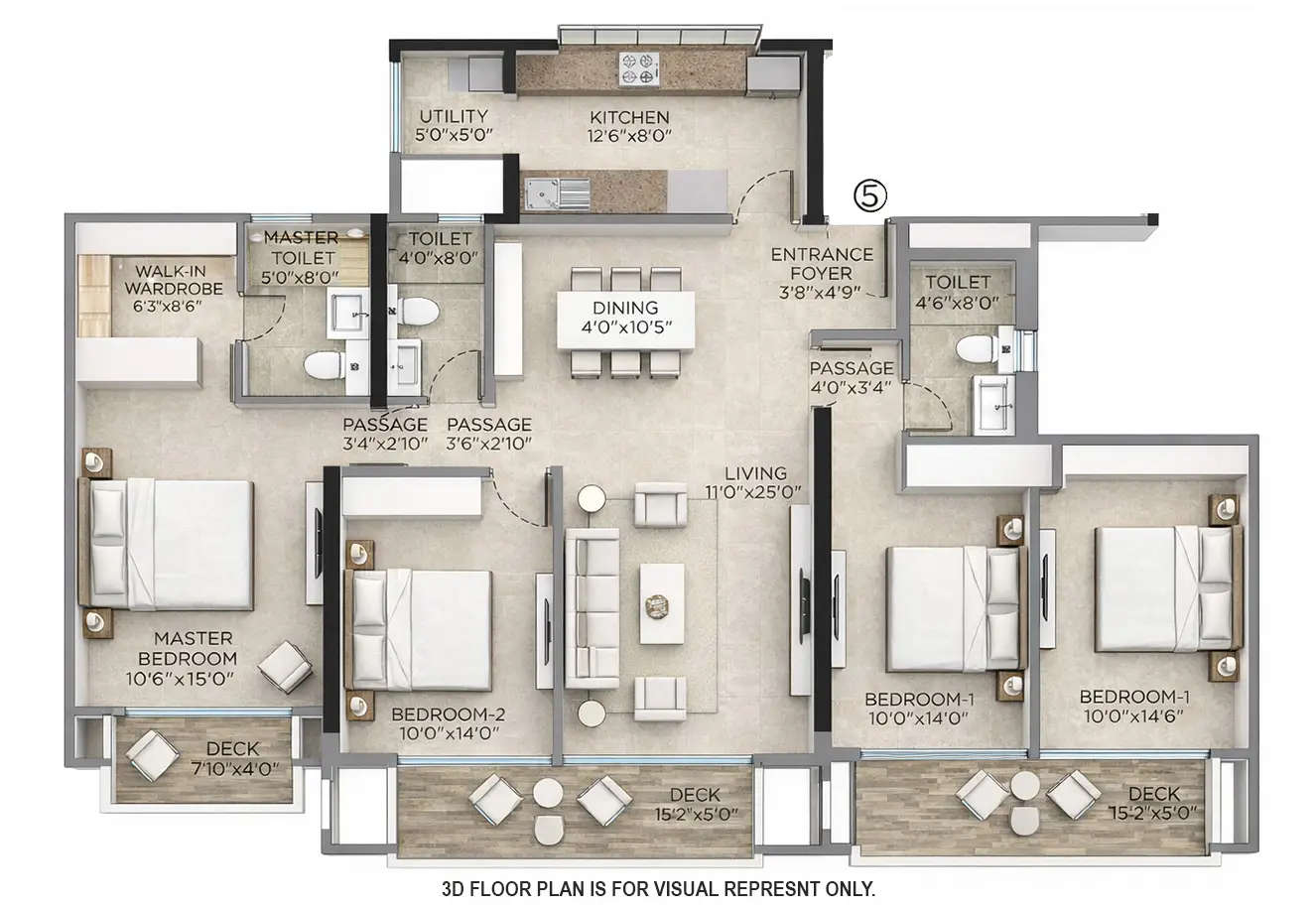 Floor plan for 3 BHK