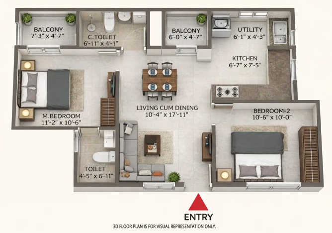 Sowparnika Euphoria Whitefield - Floor plan 2 BHK 994 Sq.ft