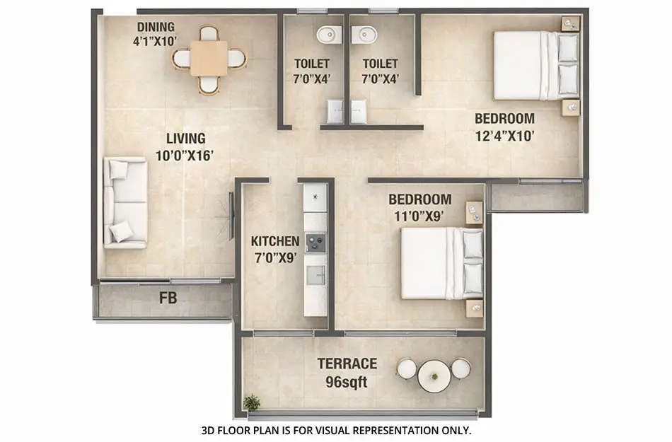 Floor plan for 2 BHK