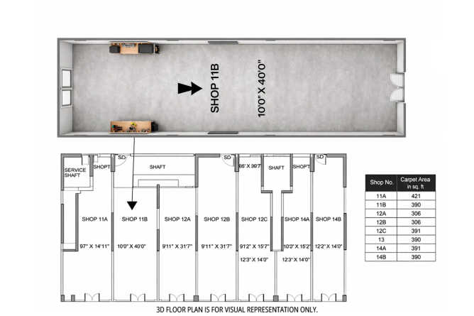 Siddha Magna Sion - Floor plan Retail Shop 390 Sq.ft