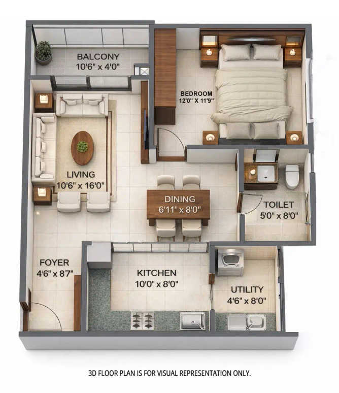 Sumadhura Folium Whitefield - Floor plan 1 BHK 935 Sq.ft