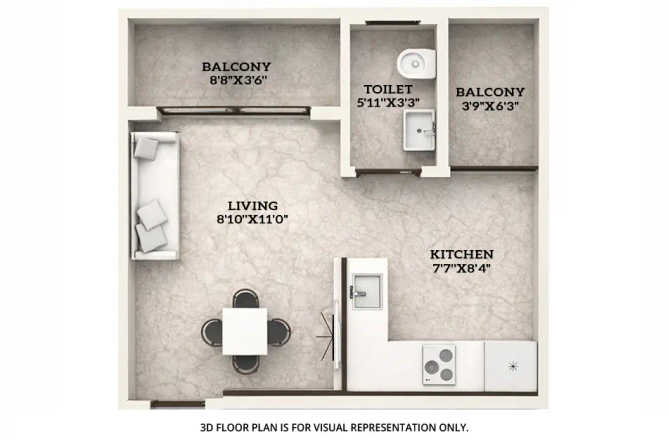 Akshar Emperia Garden Panvel - Floor plan Studio 190 Sq.ft