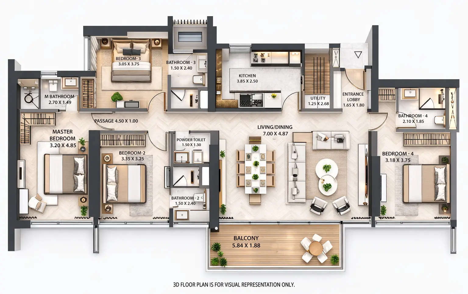 Floor plan for 4 BHK