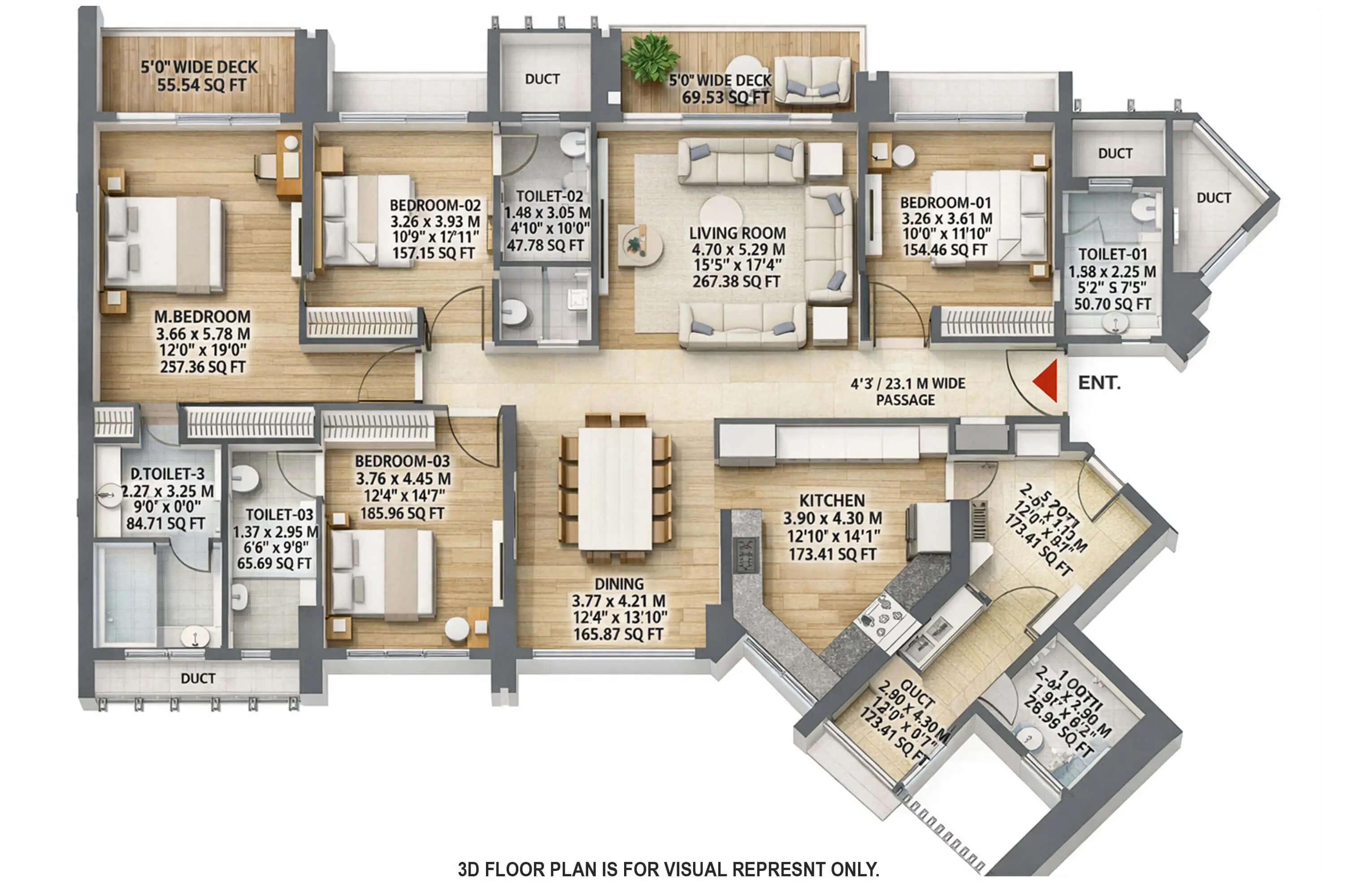Floor plan for 4 BHK