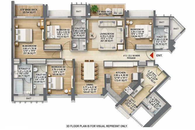 Hubtown 25 South Dadar - Floor plan 4 BHK 2188 Sq.ft