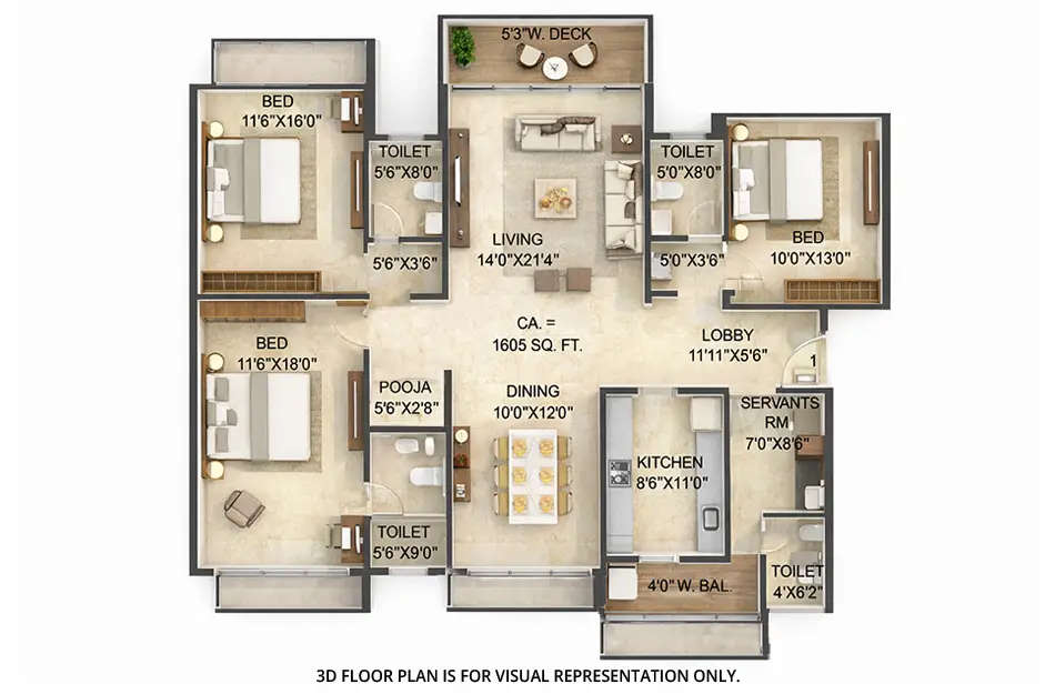 Floor plan for 3.5 BHK