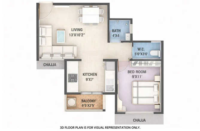 Arihant Anaika 6 Taloja - Floor plan 1 BHK 387 Sq.ft