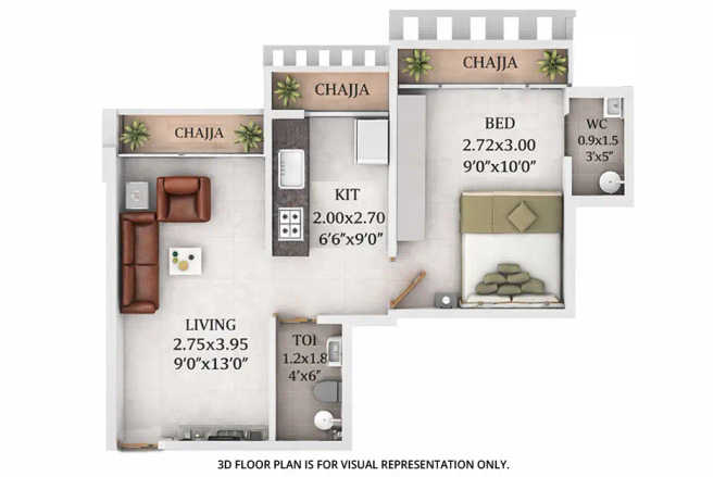 Precious Majestic Pushpak Nagar - Floor plan 1 BHK  Sq.ft