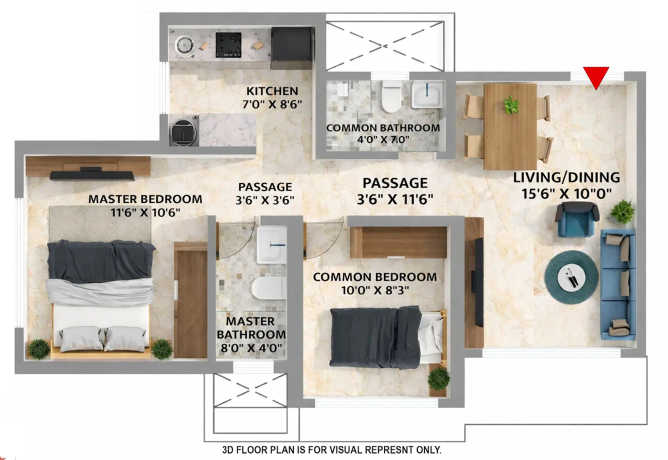 Sugee Greendale Estates Mulund - Floor plan 2 BHK 577 Sq.ft