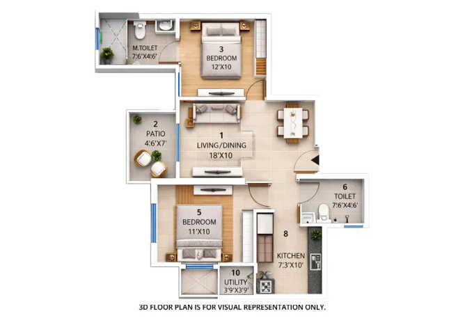 Rustomjee La Vie Majiwada - Floor plan 2 BHK 642 Sq.ft
