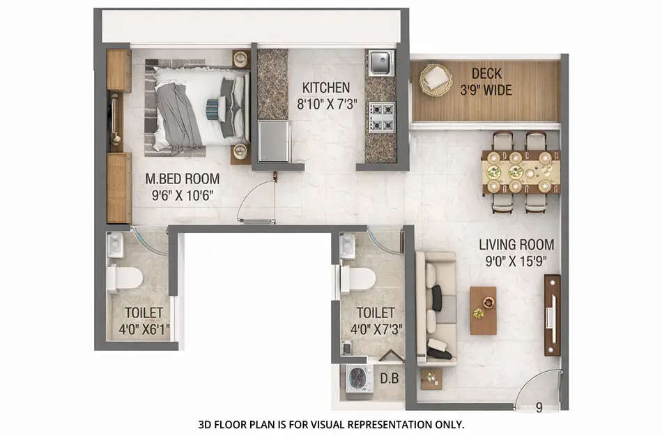 Floor plan for 1 BHK