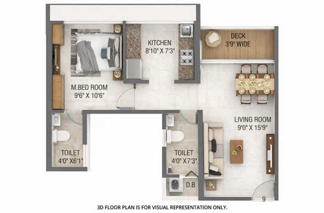 Today Saubhagyam Panvel - Floor plan 1 BHK 401 Sq.ft