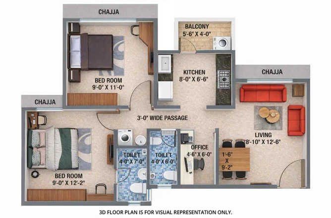 Arihant Anaika 7 Taloja - Floor plan 2 BHK 556 Sq.ft