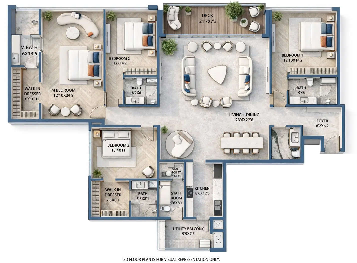 Floor plan for 4 BHK