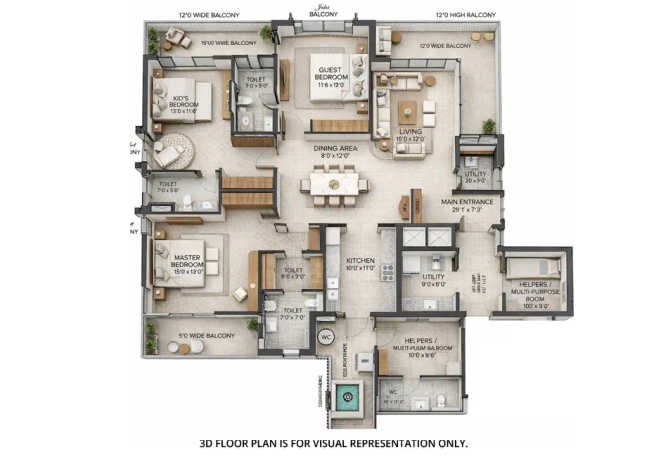 TARC Ishva Sector 63 Gurgaon - Floor plan 4 BHK 3800 Sq.ft