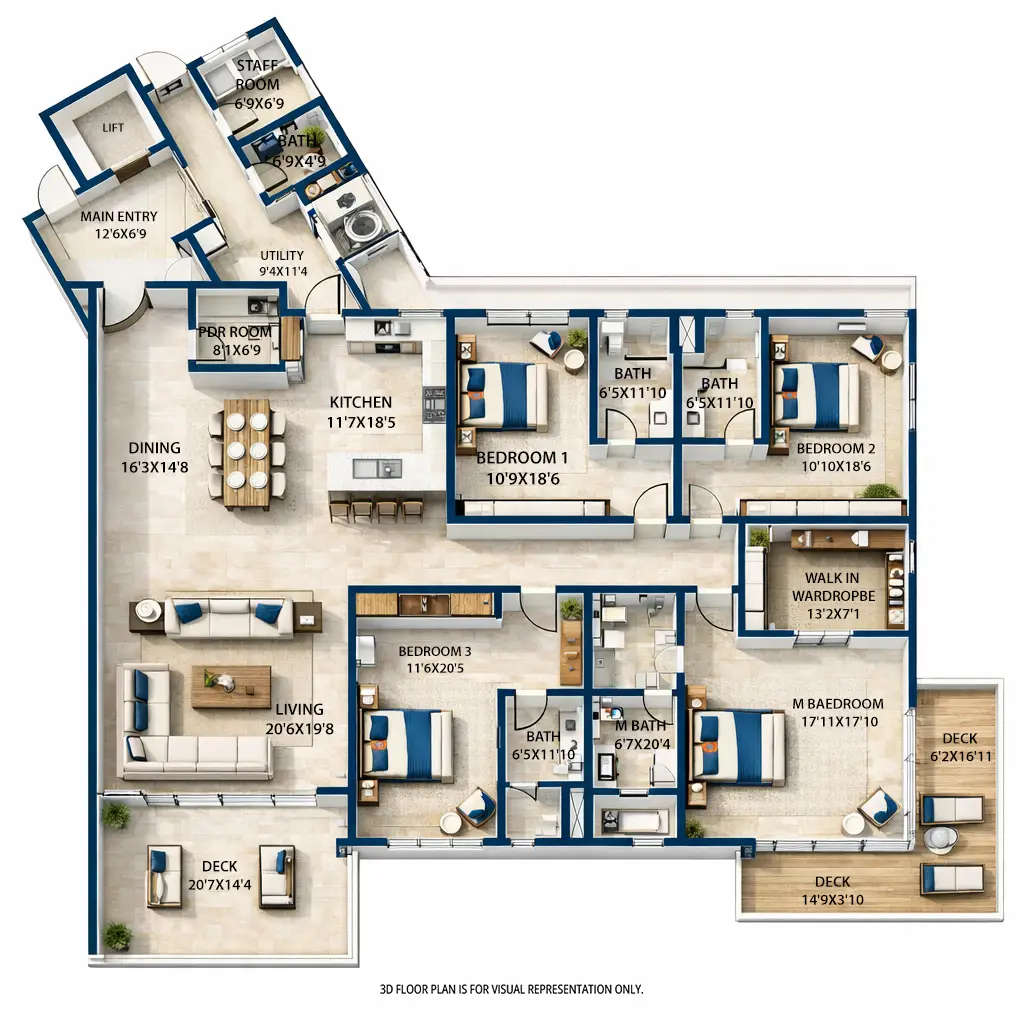 Floor plan for 4 BHK