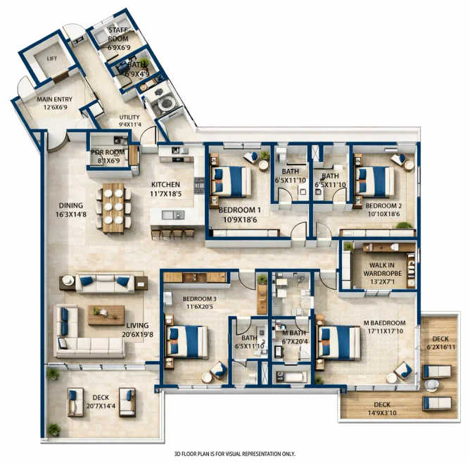 Embassy Lake Terraces Hebbal - Floor plan 4 BHK 4782 Sq.ft