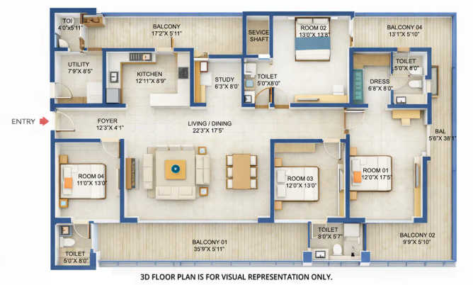 Godrej Aristocrat Sector 49 Gurgaon - Floor plan 4 BHK 2777 Sq.ft