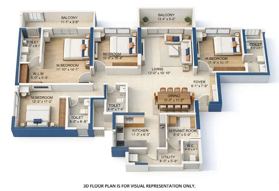 Floor plan for 4 BHK