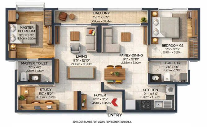 Brigade Valencia Banahalli - Floor plan 2.5 BHK 1148 Sq.ft