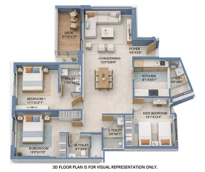 Adani Ten BKC Bandra - Floor plan 3 BHK 1175 Sq.ft
