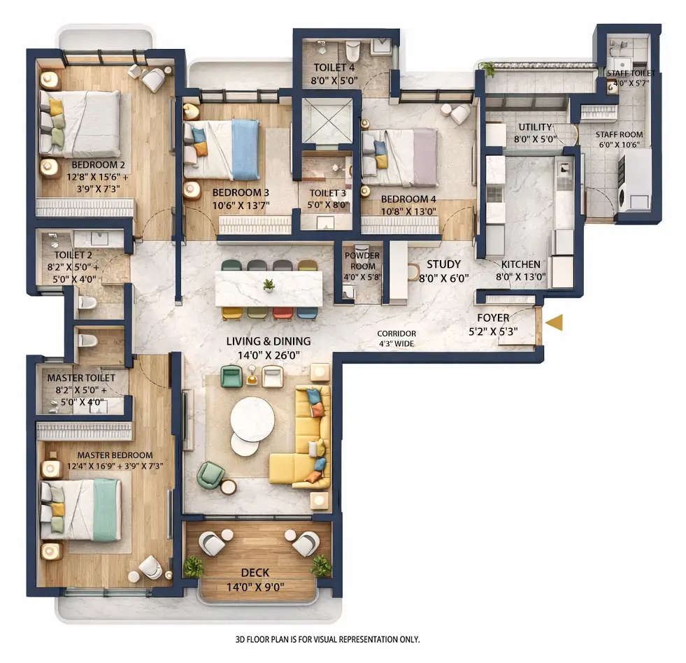 Floor plan for 4 BHK