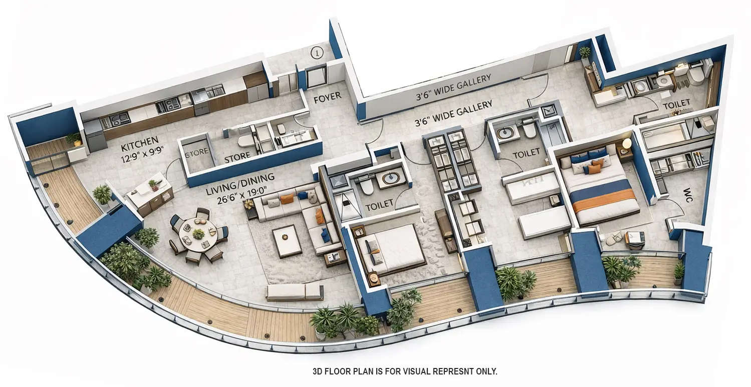 Floor plan for 4 BHK