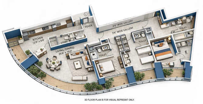 Lodha World One Lower Parel - Floor plan 4 BHK  Sq.ft
