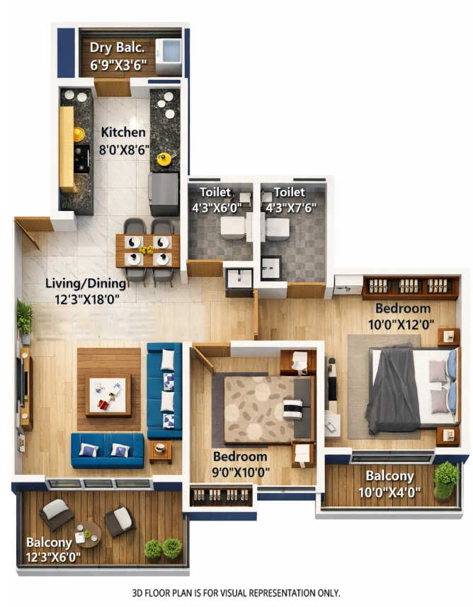 Majestique Memories Undri - Floor plan 2 BHK 804 Sq.ft
