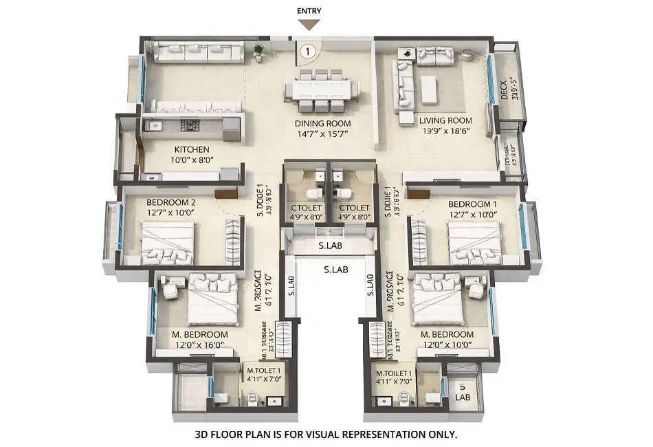 Floor plan for 4 BHK