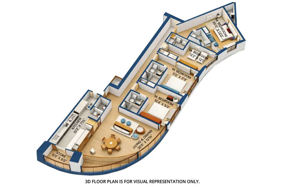 Floor plan for 4 BHK
