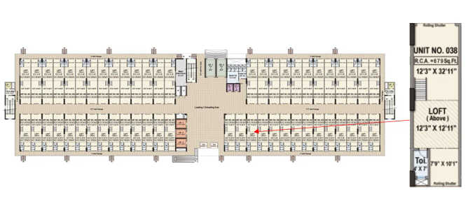 Raheja Tesla Sanpada - Floor plan Commercial Office 679 Sq.ft