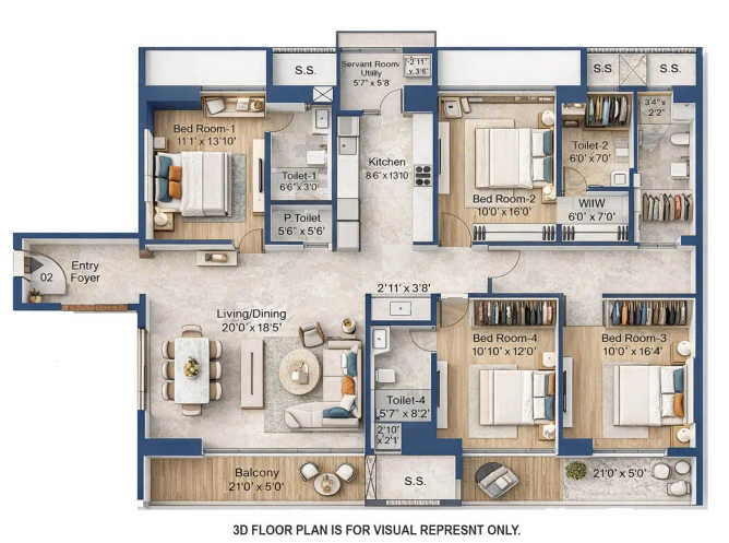 MICL Aaradhya Avaan Tardeo - Floor plan 4 BHK 2564 Sq.ft