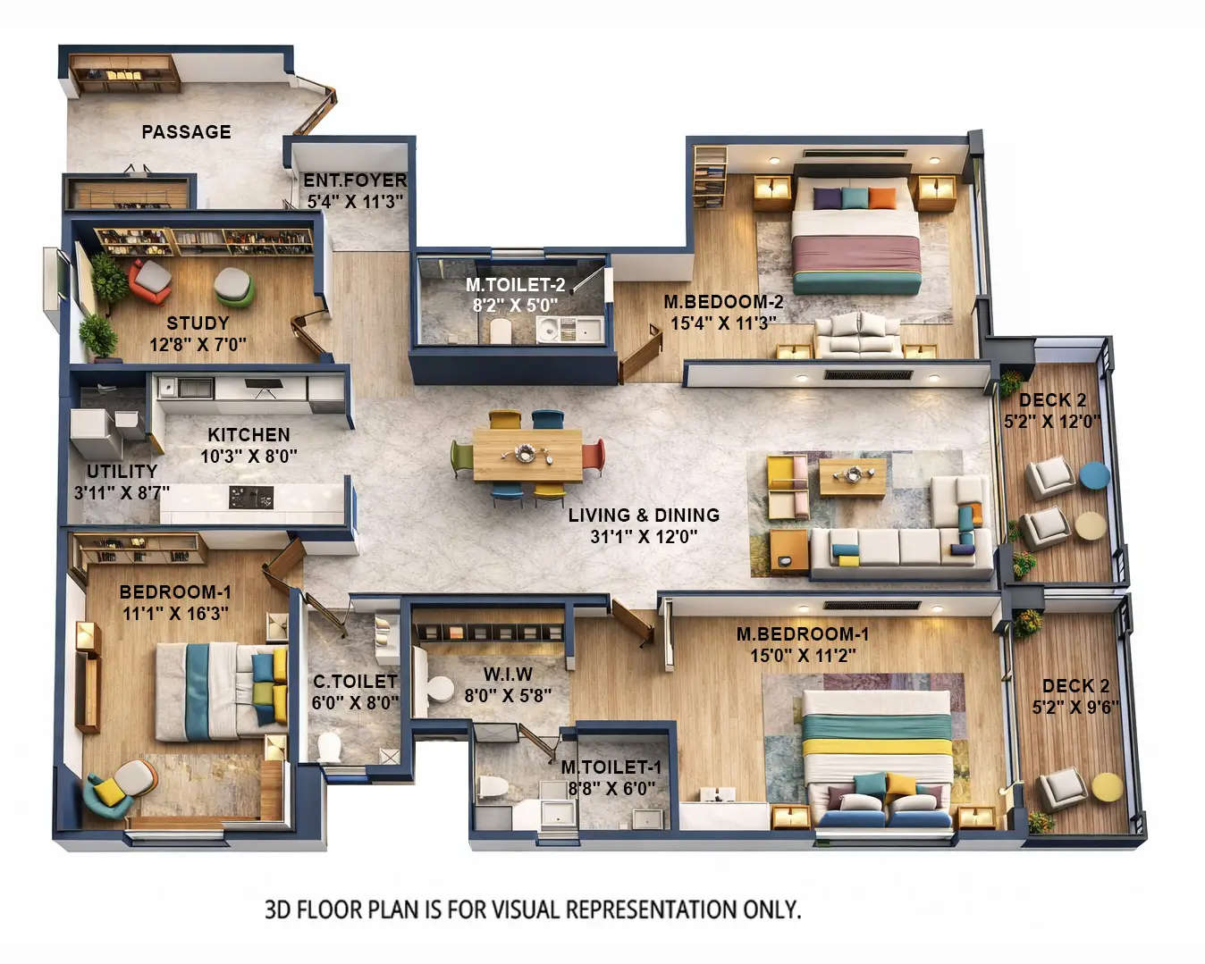 Floor plan for 3 BHK
