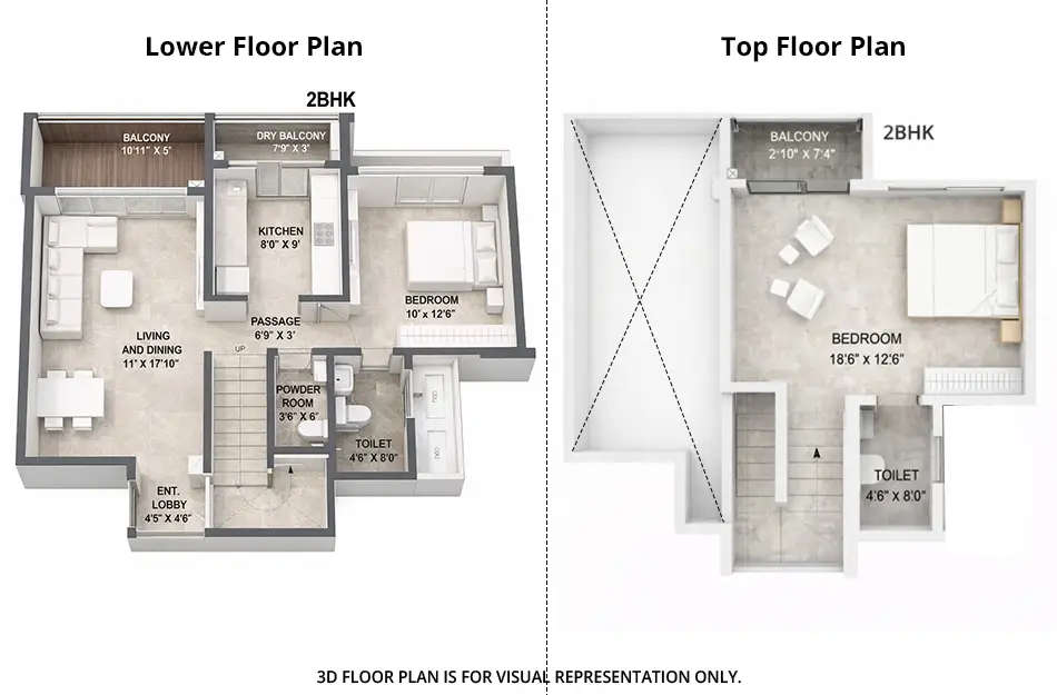 Floor plan for 2 BHK