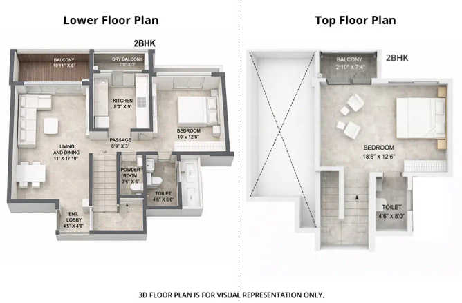 Pride World City Charholi - Floor plan 2 BHK 1010 Sq.ft