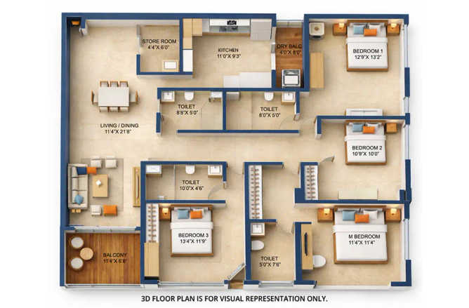 Inspira One Bandra - Floor plan 4 BHK 1549 Sq.ft