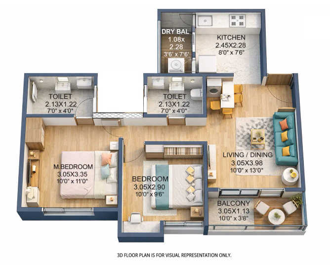 Kohinoor Abhimaan Homes Shirgaon - Floor plan 2 BHK 584 Sq.ft