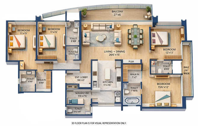 Majestique Elements Baner - Floor plan 4.5 BHK 2209 Sq.ft