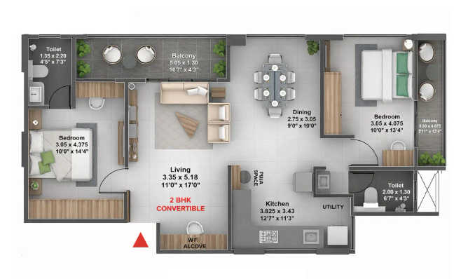 Saheel Itrend City Life Hinjewadi - Floor plan 2 BHK 878 Sq.ft