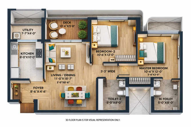 Lodha Panache Hinjewadi - Floor plan 2 BHK 875 Sq.ft