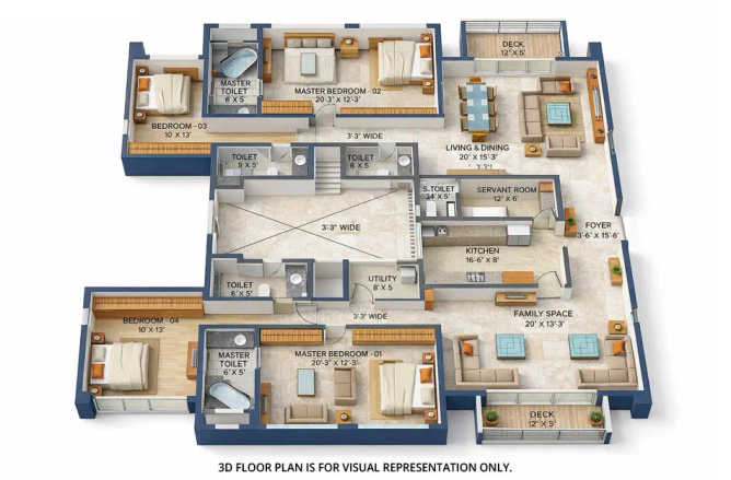 Lodha Waterfront Dombivali - Floor plan 4 BHK 1800 Sq.ft
