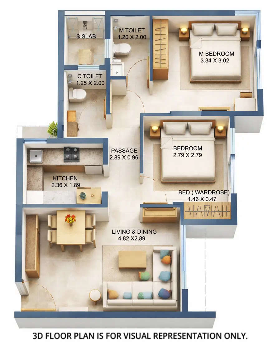 Floor plan for 2 BHK