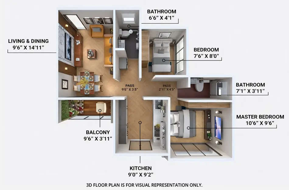 Floor plan for 2 BHK