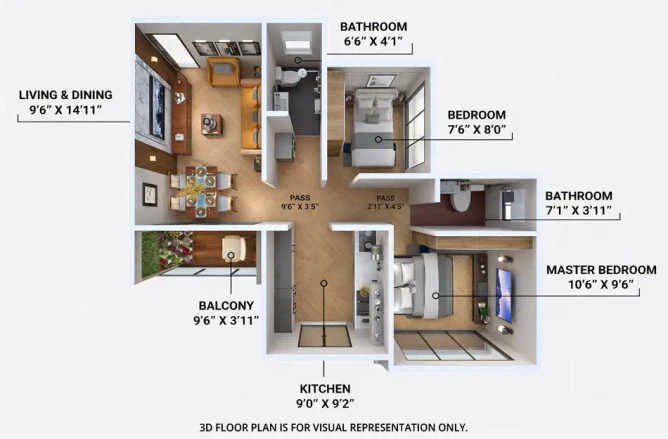 Tharwani Meghna Montana Ambernath - Floor plan 2 BHK 467 Sq.ft