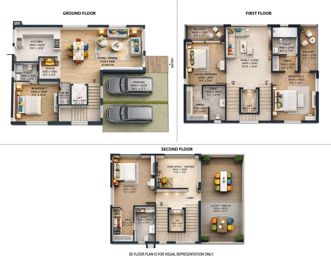 Floor plan for 4 BHK