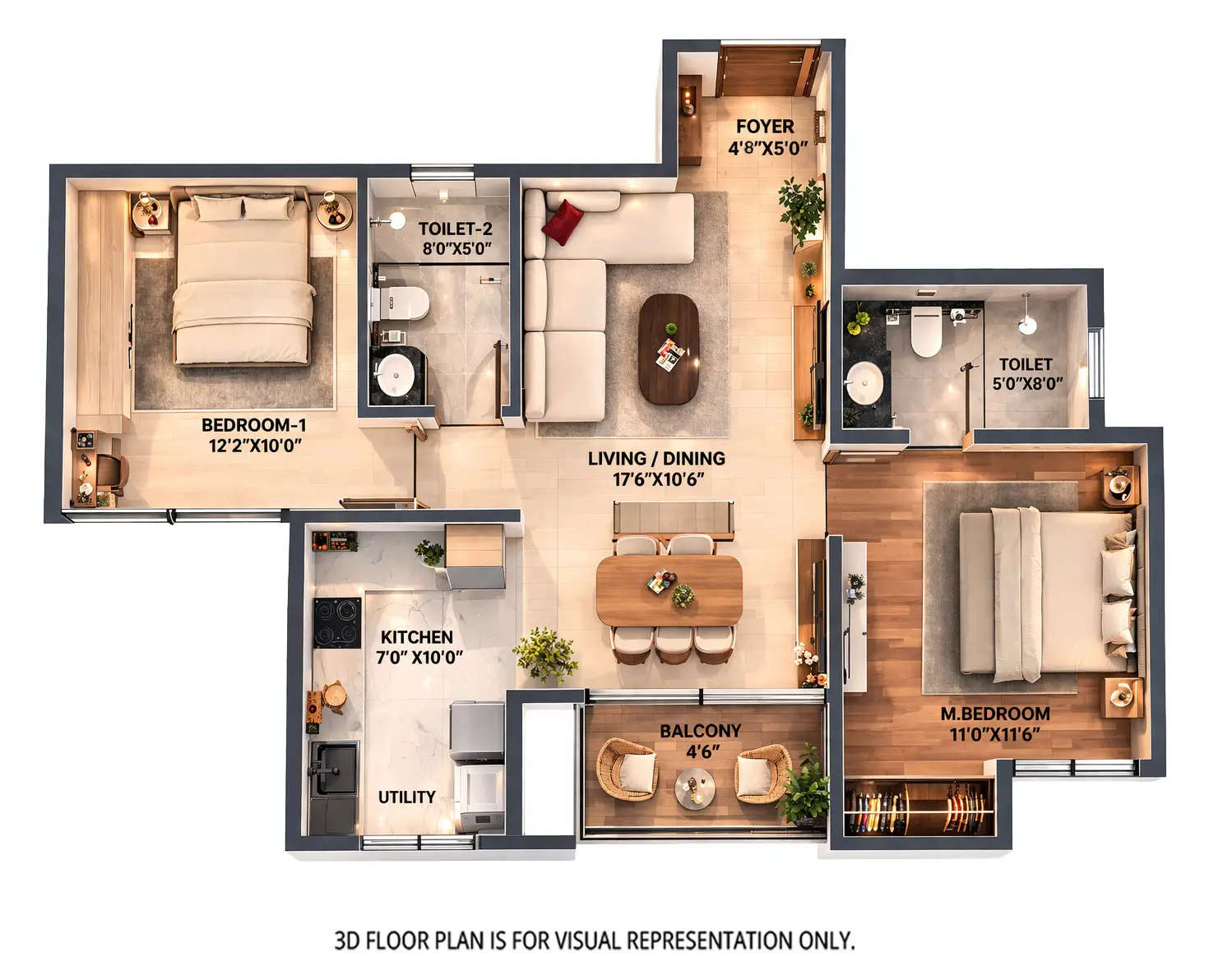 Floor plan for 2 BHK