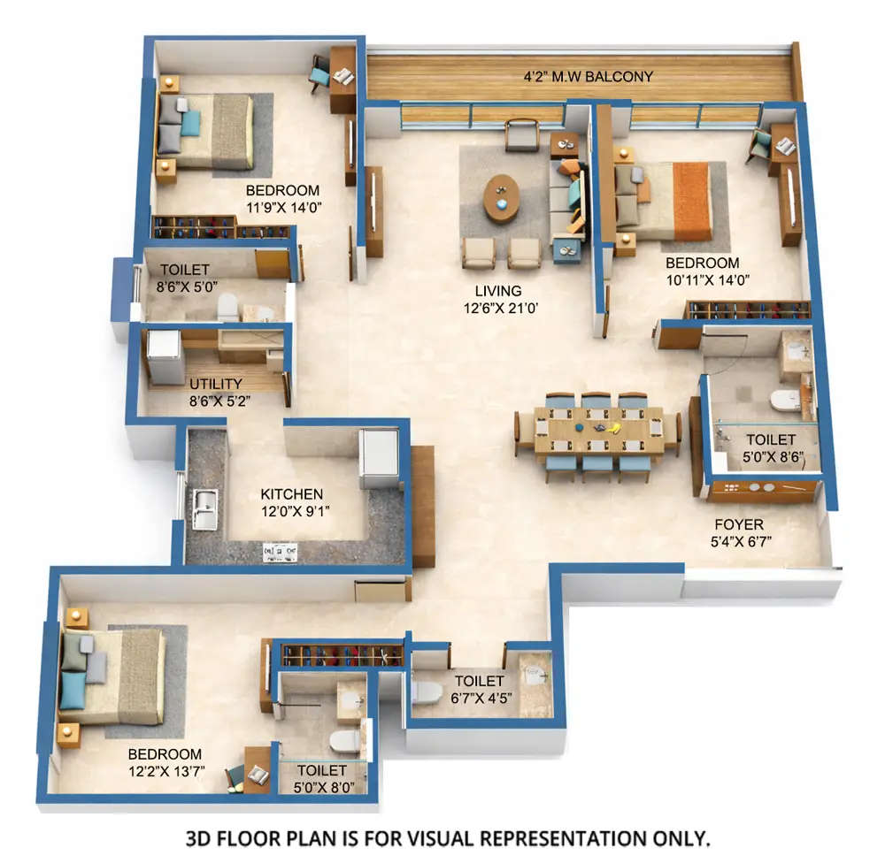 Adani Linkbay Residences Andheri - Floor plan 3 BHK 1522 Sq.ft